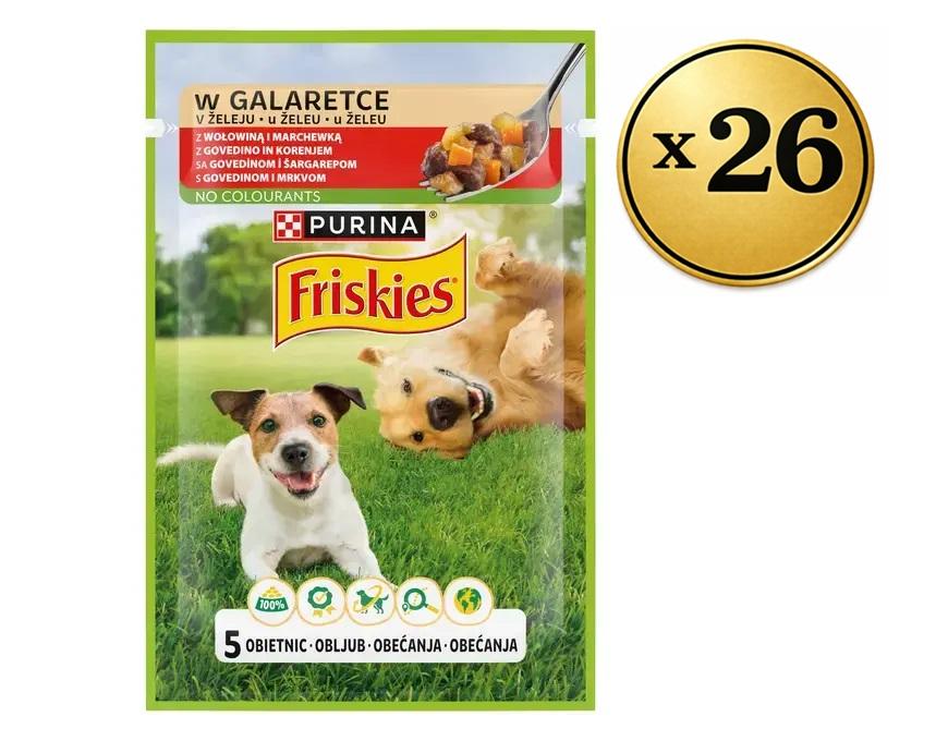 Friskies Vlažna hrana za pse, Adult dog prelivi u želeu Meso, 26x85g