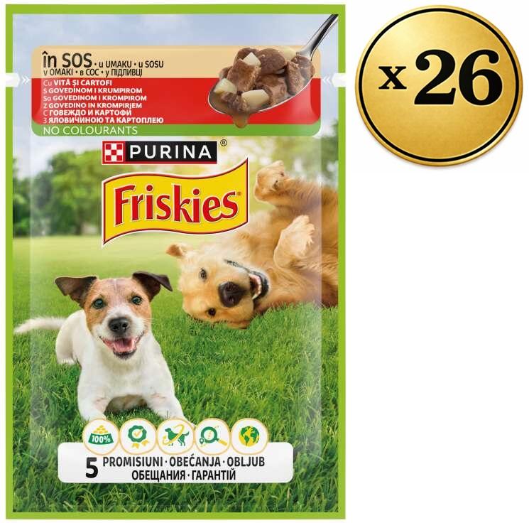 Friskies Vlažna hrana za pse, Adult dog prelivi u sosu Govedina, 26x85g