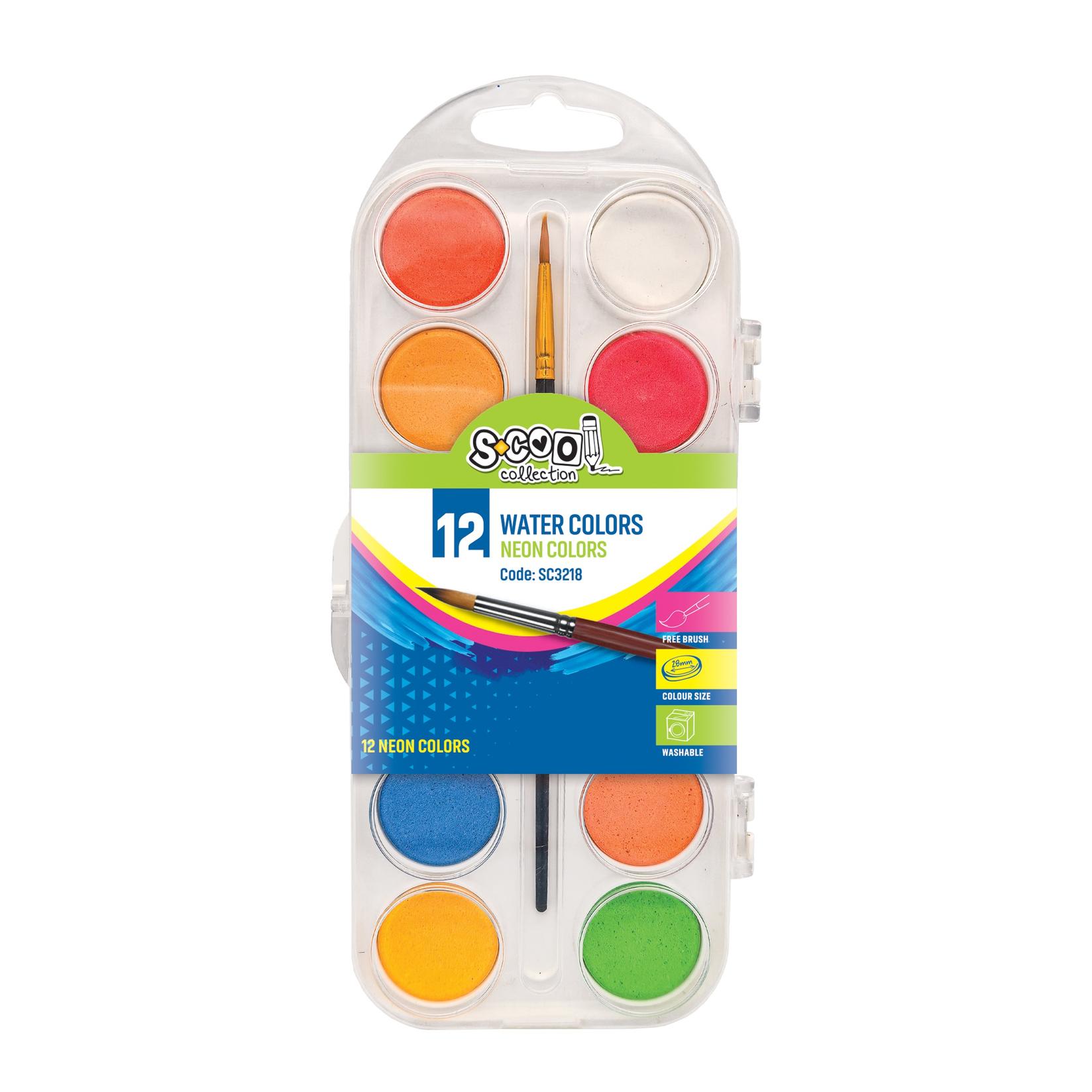 S-Cool Vodene boje Neon SC3218, 12 komada, 28mm