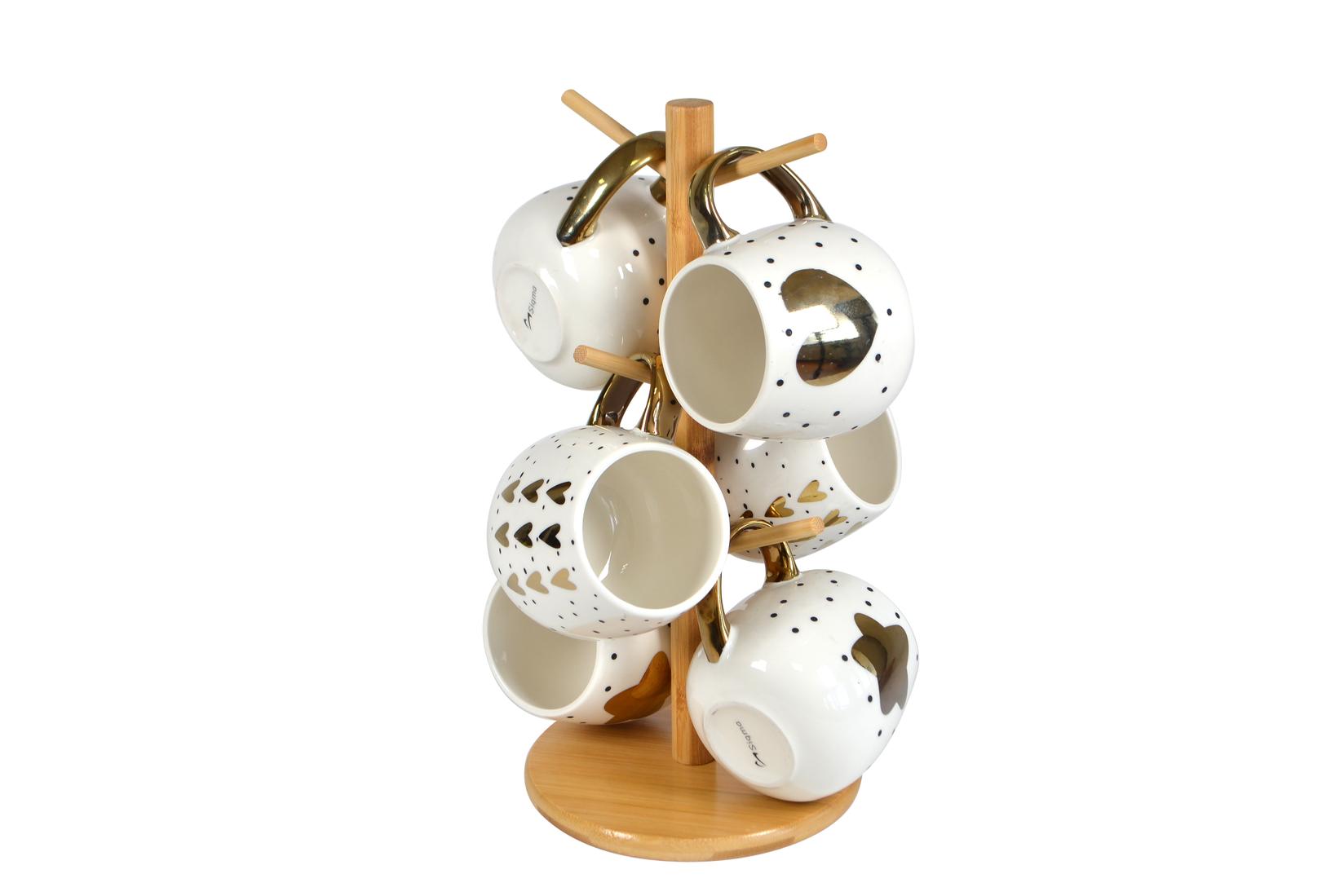 Sigma Porcelanska šolja na stalku 370ml, 6 komada, (ZL. DEKOR) SAI-953