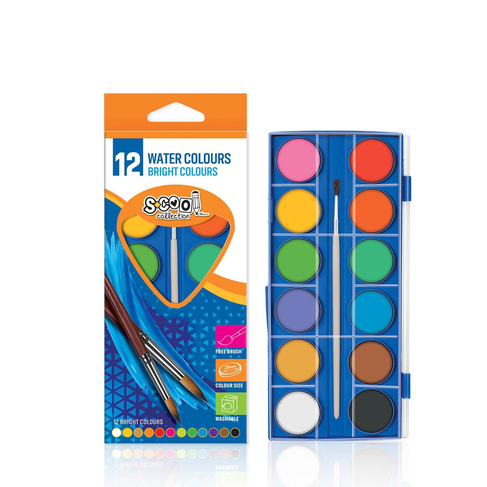 S-Cool Vodene boje SC012, 12 komada, 28mm