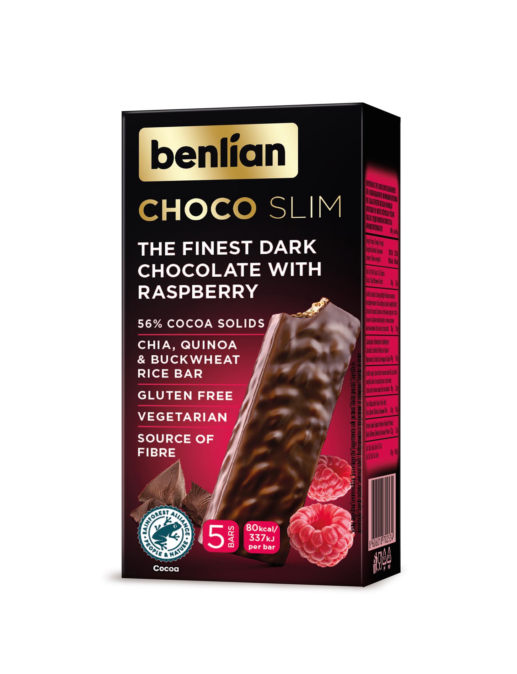 Benlian Foods Čokoladna štanglica sa malinom Choco Slim, 80g