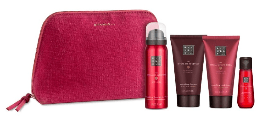 RITUALS Ayurveda Set Gel za tuširanje 50 ml+ suvo ulje za telo 30 ml + šampon za kosu, 70 ml + regenerator za kosu, 70 ml