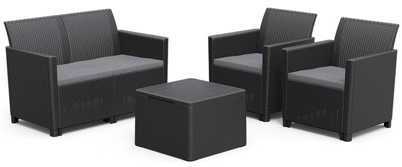 Keter Baštenska garnitura sa box stolom Claire 2 Seater, Antracit