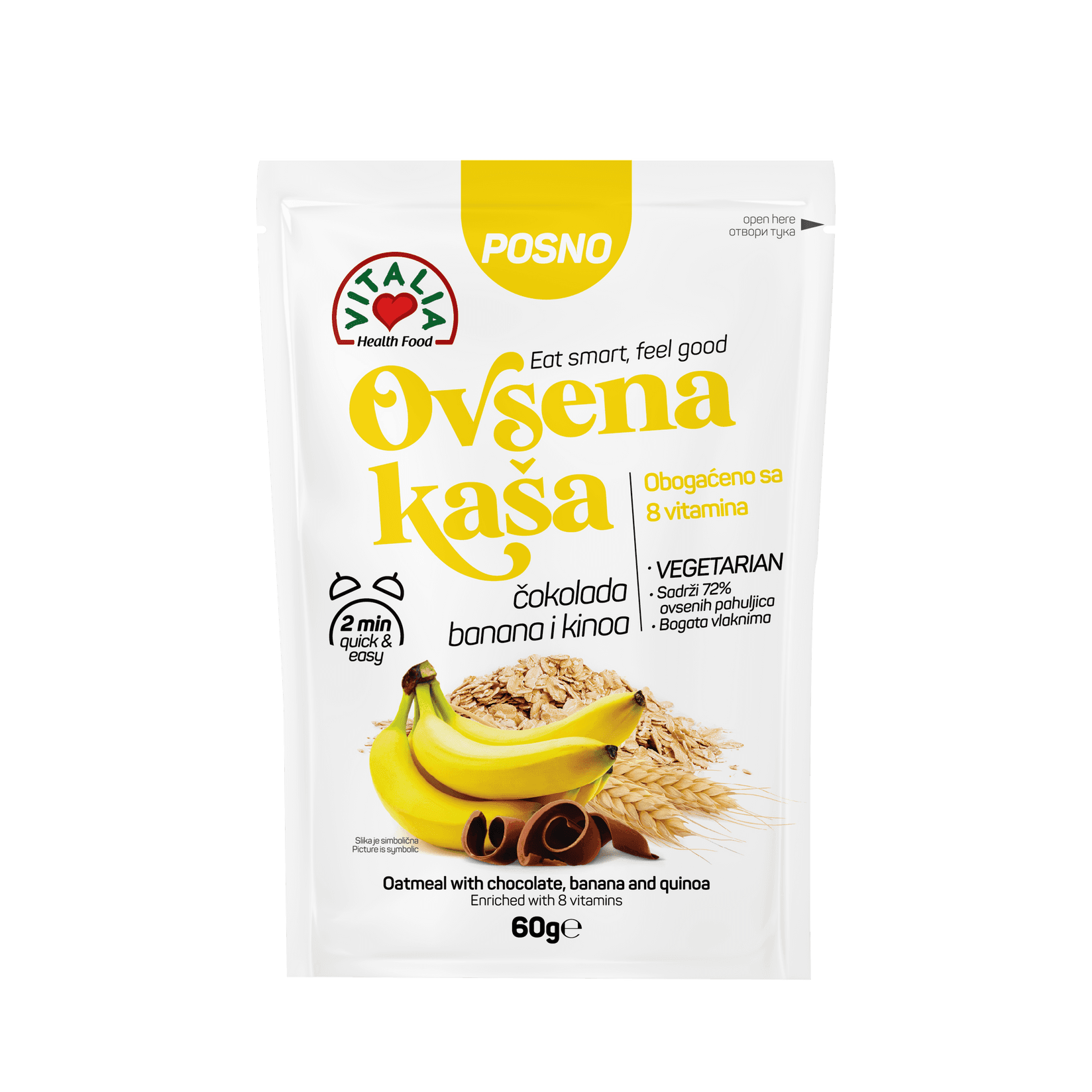 Selected image for Vitalia Ovsena kaša, Čokolada, banana i kinoa, 60g