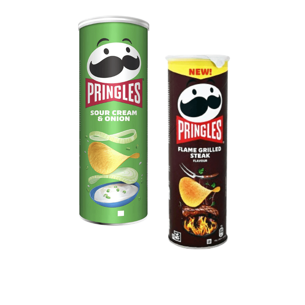 Pringles Čips Pavlaka i luk, 165g+Pringles Čips, Biftek na žaru, 165g