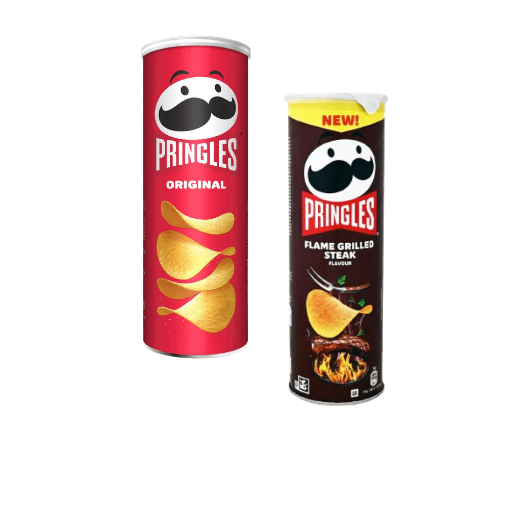 Pringles Čips Original, 165g+Pringles Čips, Biftek na žaru, 165g