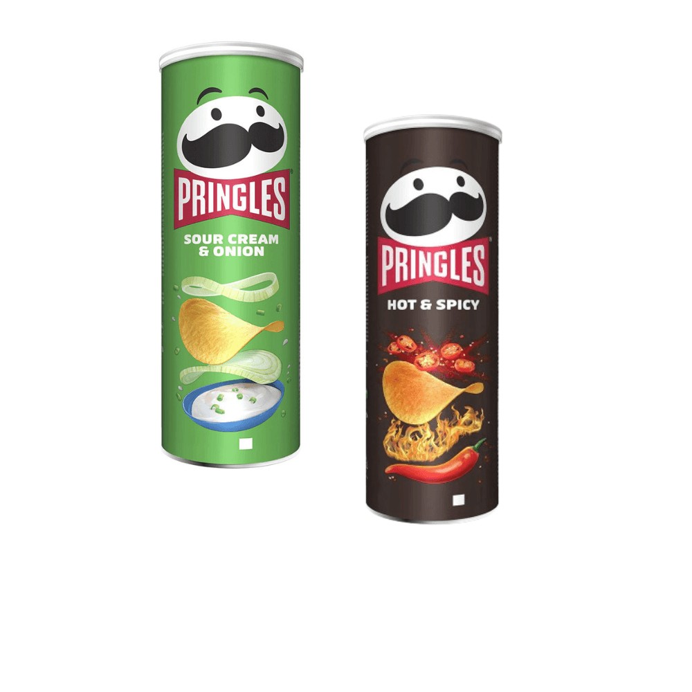 Pringles Čips Pavlaka i luk, 165g+Pringles Čips, Ljut i začinjen, 165g
