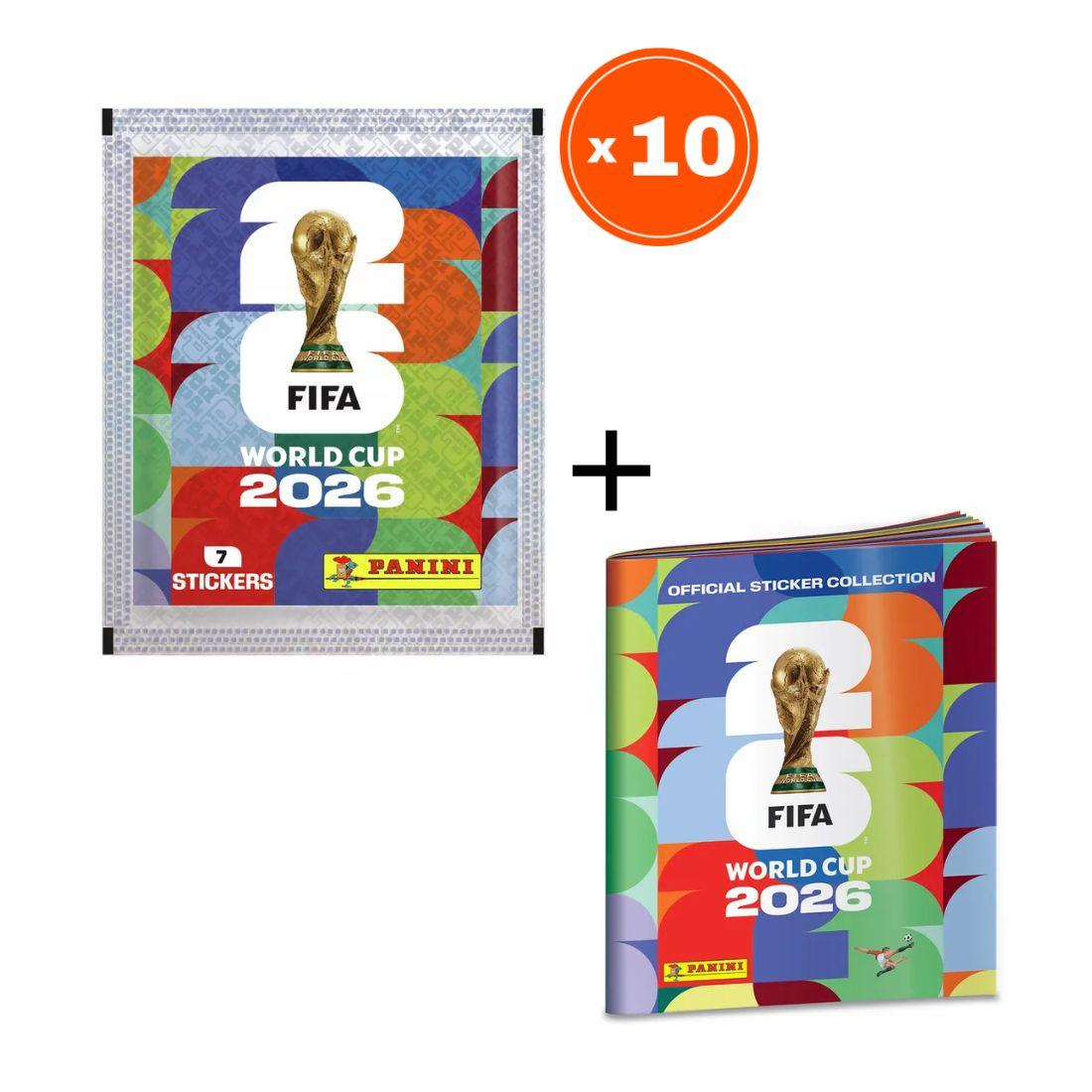 Panini Kesice sa sličicama FIFA World Cup 2026, 7 sličica, 10 pakovanja+Panini Album za sličice FIFA World Cup 2026.
