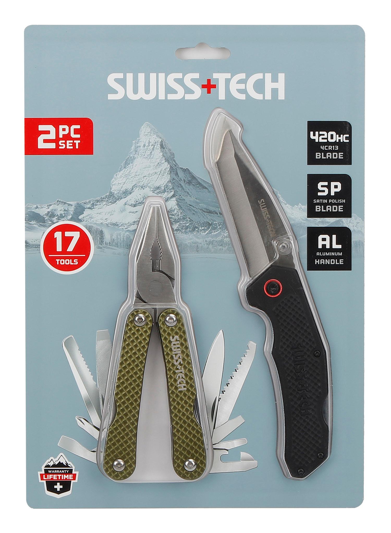 SWISS+TECH Set sklopivi nož i klešta Multi alat set, Nikl