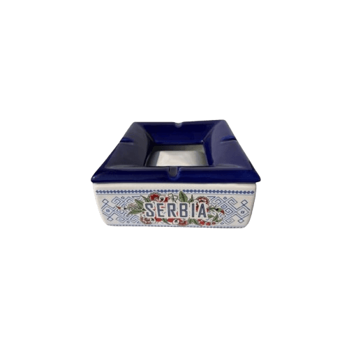 Velika četvrtasta pepeljara Srbija, Suvenir, Muški poklon, Plava