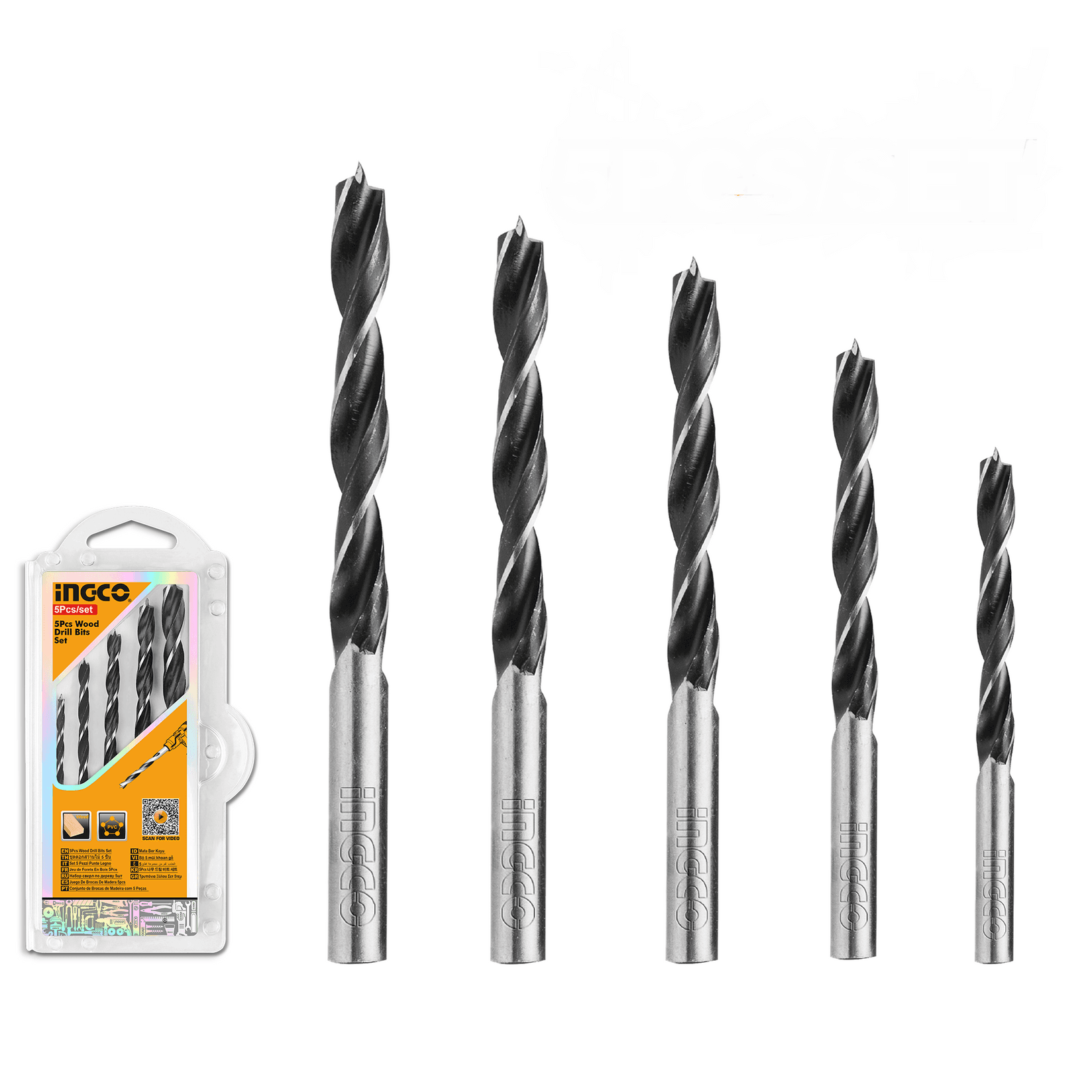 INGCO Set burgija za drvo 5/1 AKDB5055
