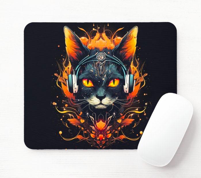 Podloga za miša Mačka u slušalicama, 230x190x3mm