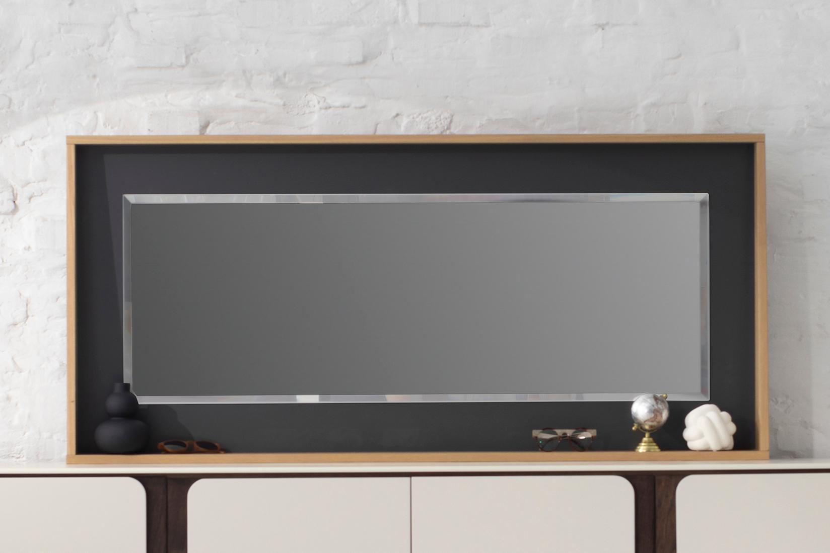 SIMPO Ogledalo Alberta, Furnir hrast, Antracit