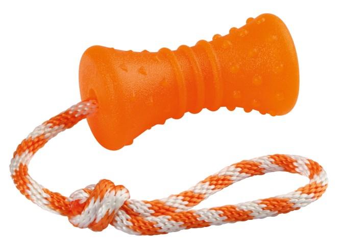Selected image for KERBL Igračka za ljubimce kost na konopcu 30 cm narandžasto-bela
