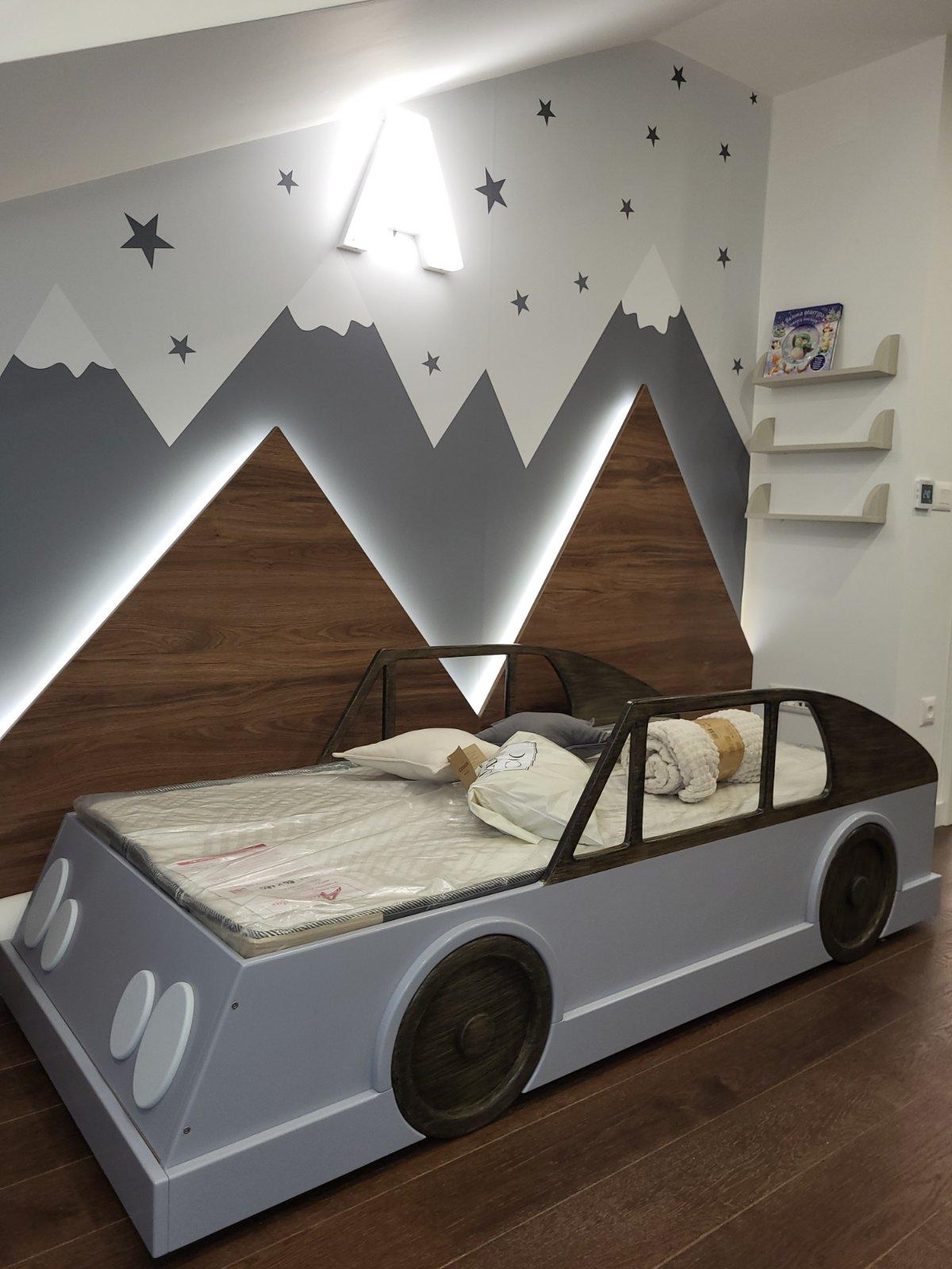 Krevet za dečake Mercedes plavo-braon