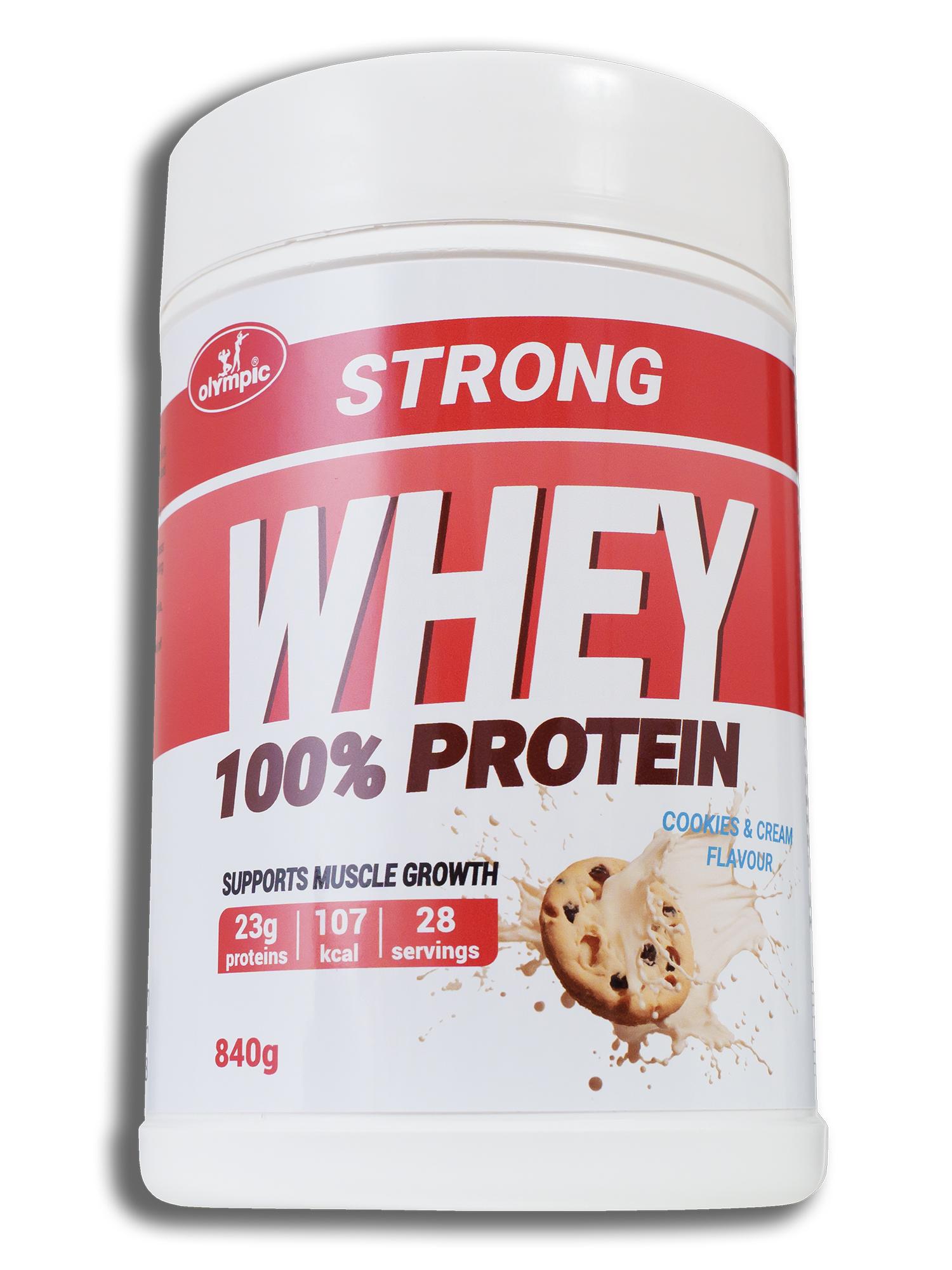 Olympic Protein Strong Whey 100%, Cookies Cream, 840g