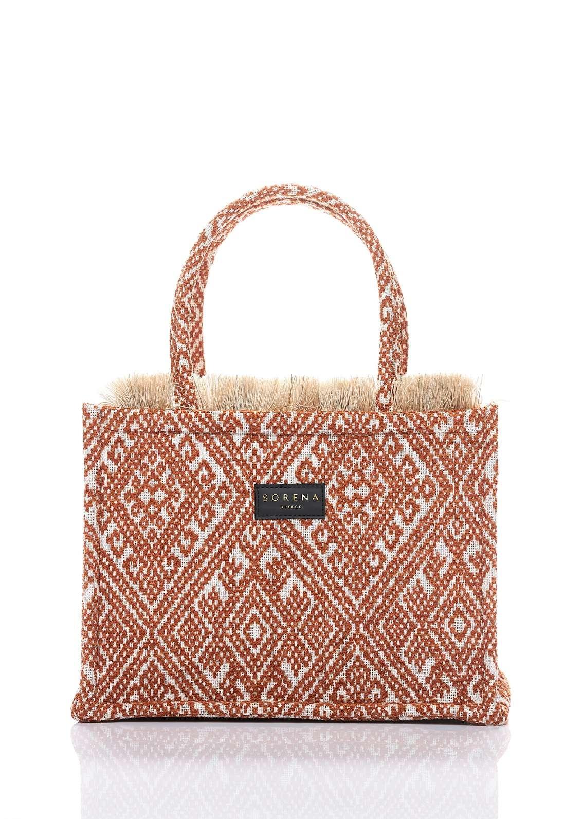 Sorena Handmade Ženska srednja tote torba Avgosina, Krem-bela