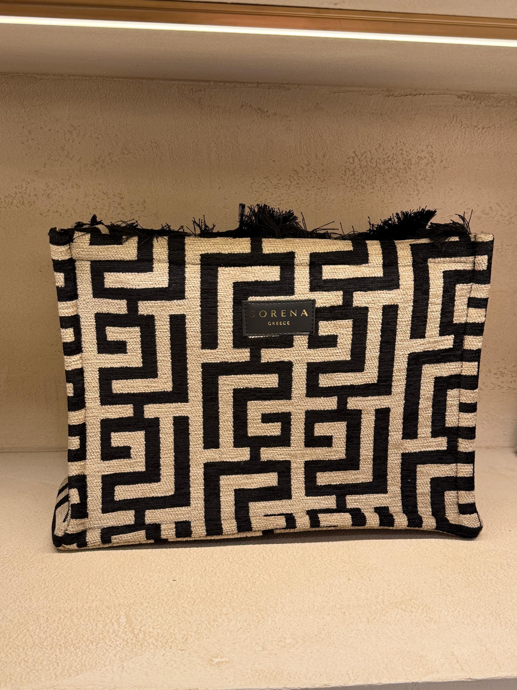 Sorena Handmade Ženska srednja tote torba Domna, Krem-crna