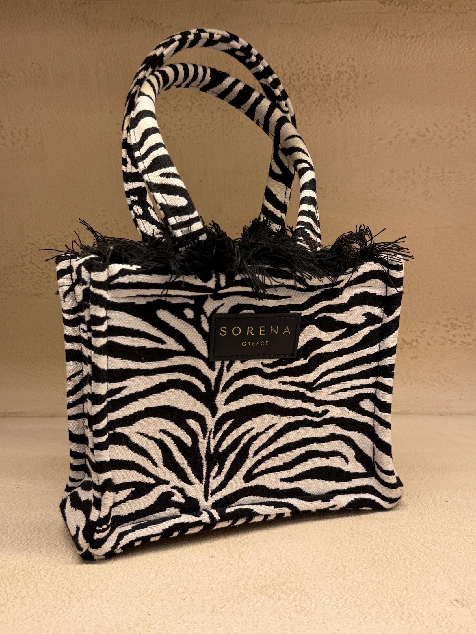 Sorena Handmade Ženska mini tote torbica Zegnia, Crno-bela