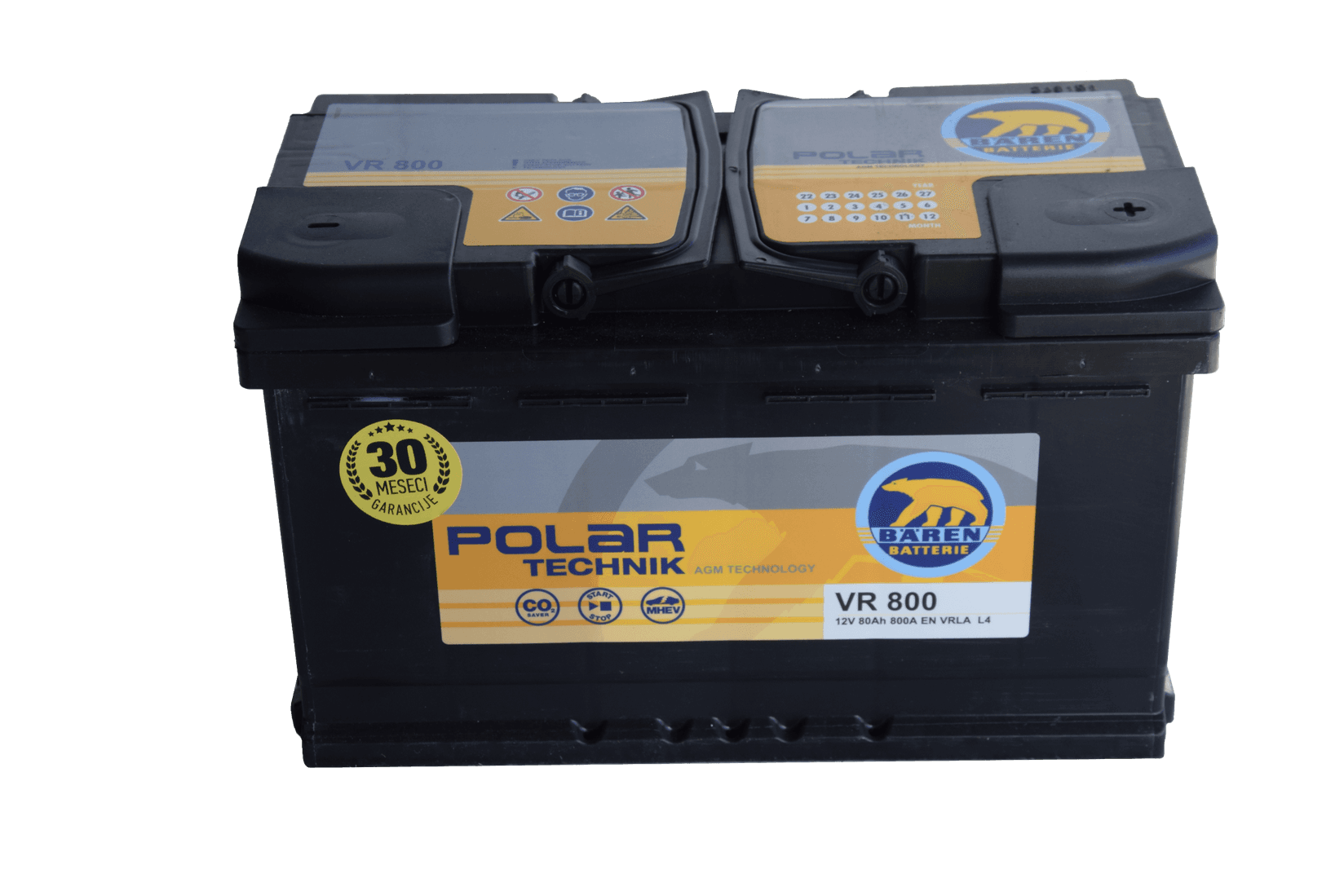 BAREN Akumulator 12V 80Ah AGM 800A/En