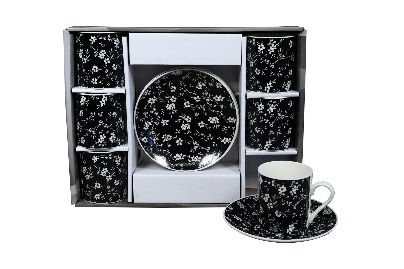 Sigma Set šolja za kafu, porcelan, 120ml 6/1 (Crni/CV) YK120C-8881