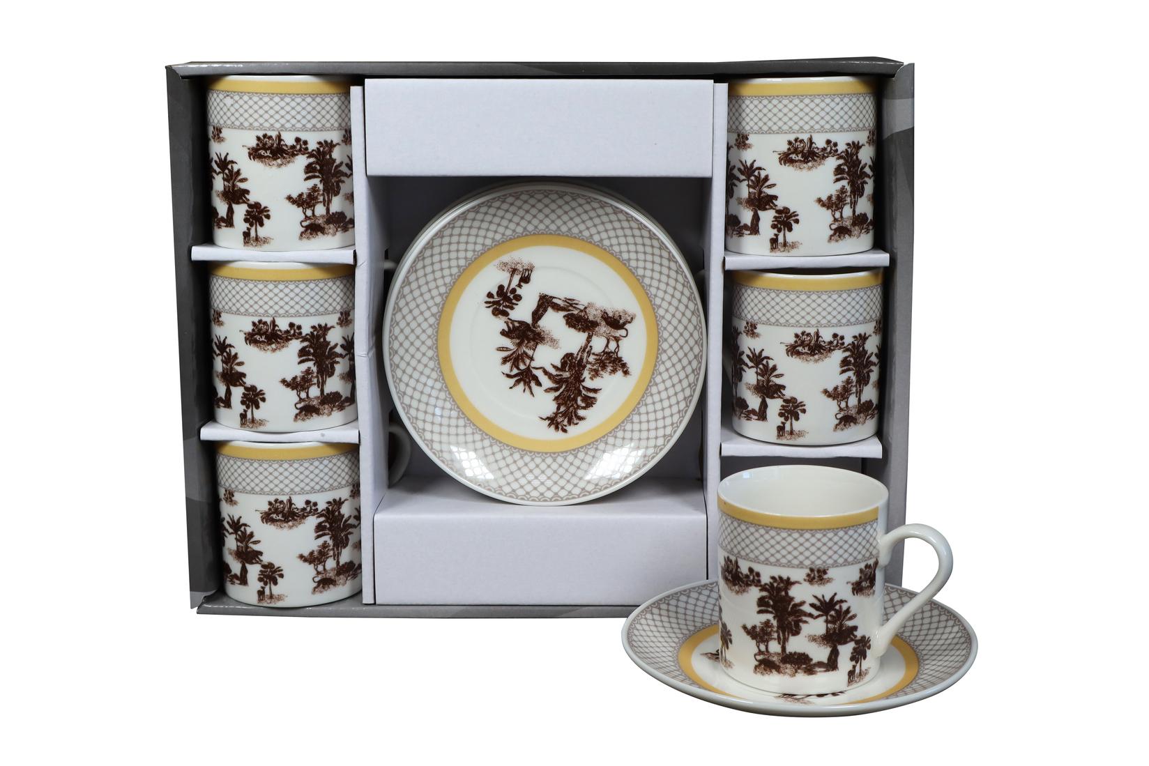 Sigma Set šolja za kafu, porcelan, 120ml 6/1 (Gold/Red) YK120C-8898