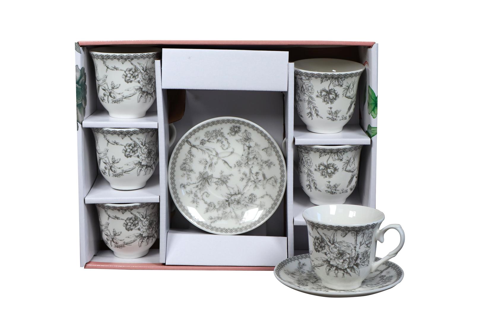 Sigma Set šolja za kafu, porcelan, 160ml 6/1 (Ret/Blk) YK160-ZCL-8935
