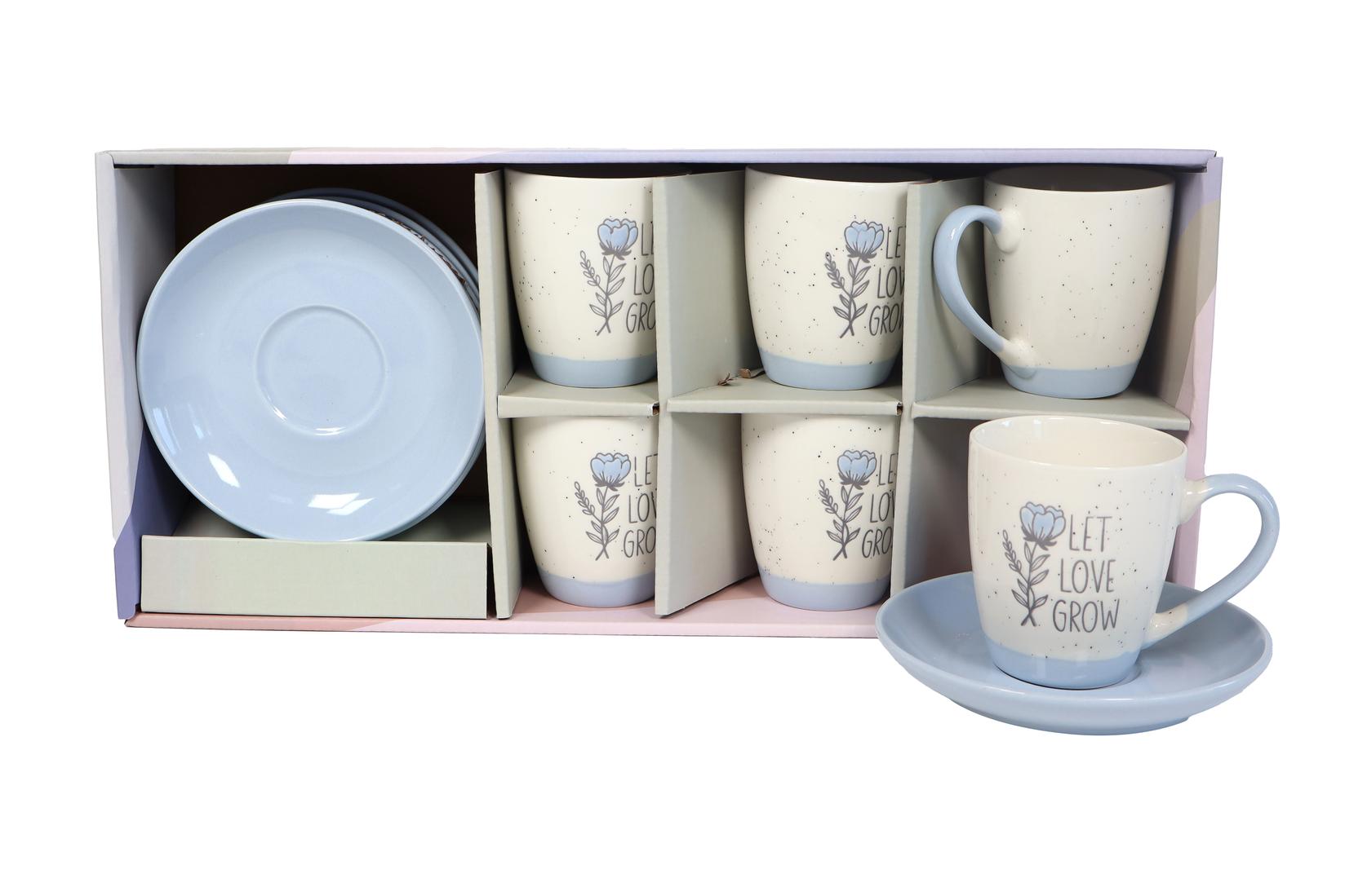 Sigma Set šolja za kafu RXG-N240728A, 200ml, Porcelan, 6 komada, Cvet-plavi
