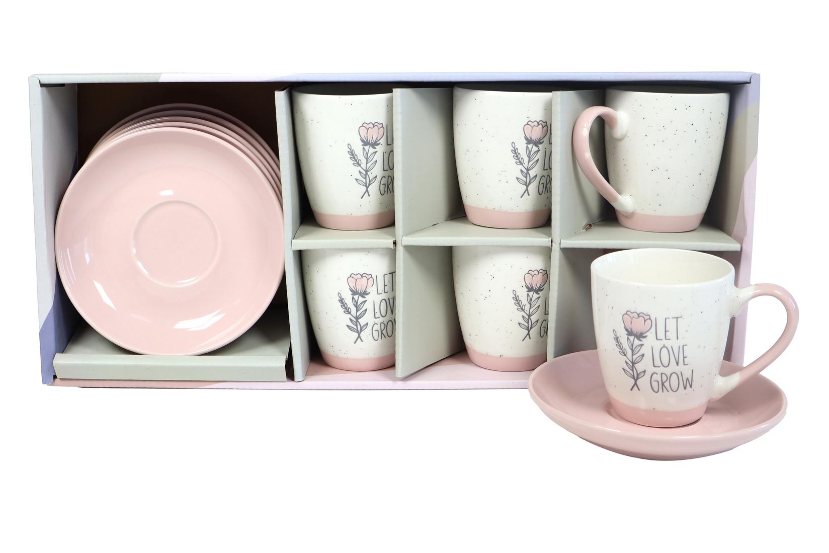 Sigma Set šolja za kafu RXG-N240728C, 200ml, Porcelan, 6 komada, Cvet-roze