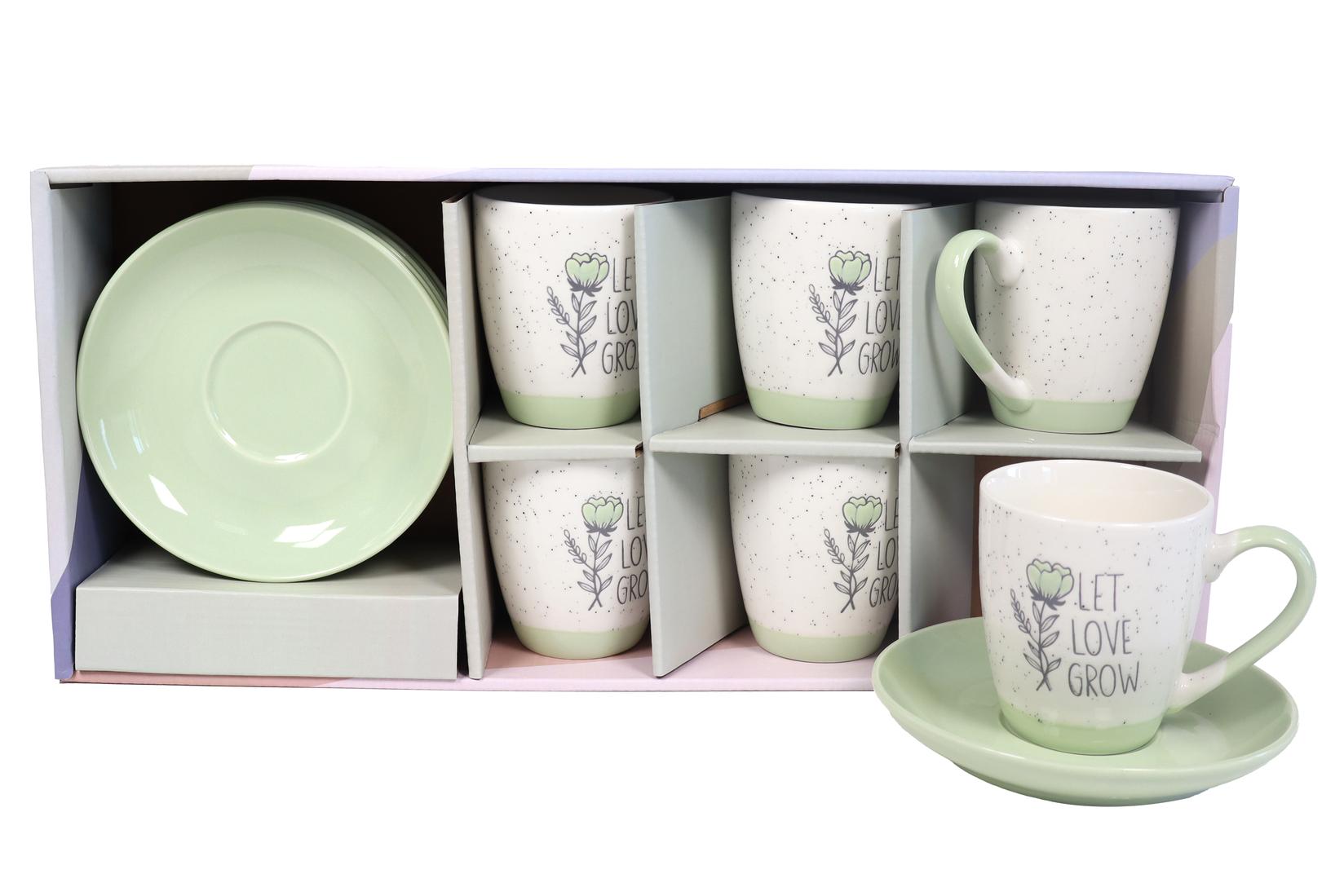 Sigma Set šolja za kafu RXG-N240728D, 200ml, Porcelan, 6 komada, Cvet-mint