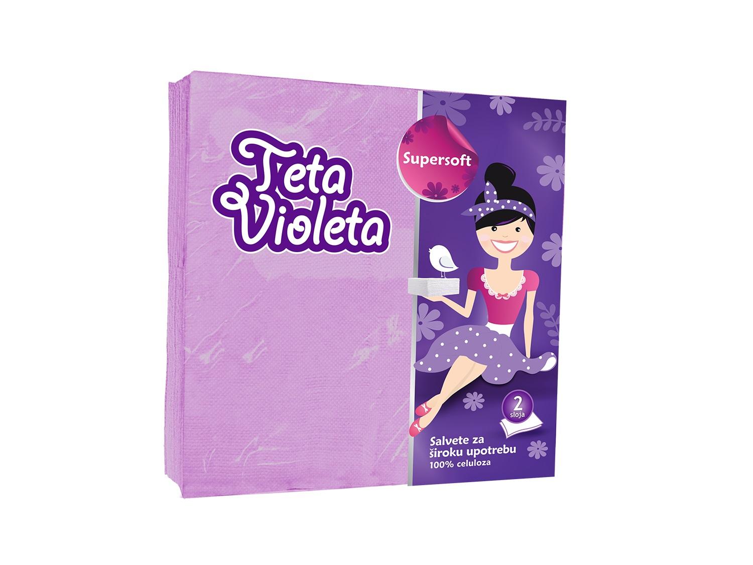 Teta Violeta Salvete Supersoft 38x38, 25 komada, Lavanda