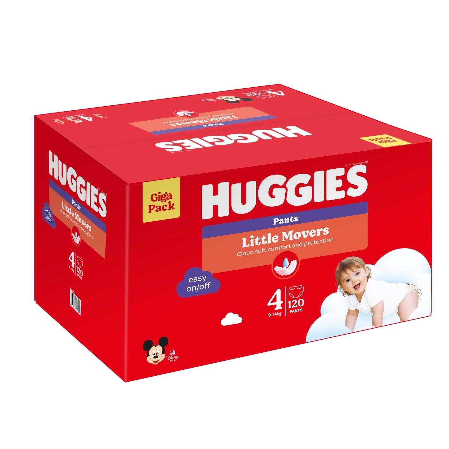 Huggies Little Movers Pelene gaćice Box, (4), 9-14kg, 120 komada