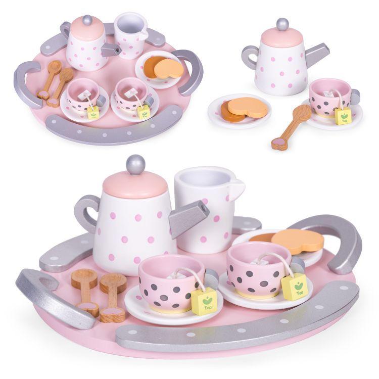 ECO TOYS Drveni set za čaj, šolje, čajnik, 15 delova