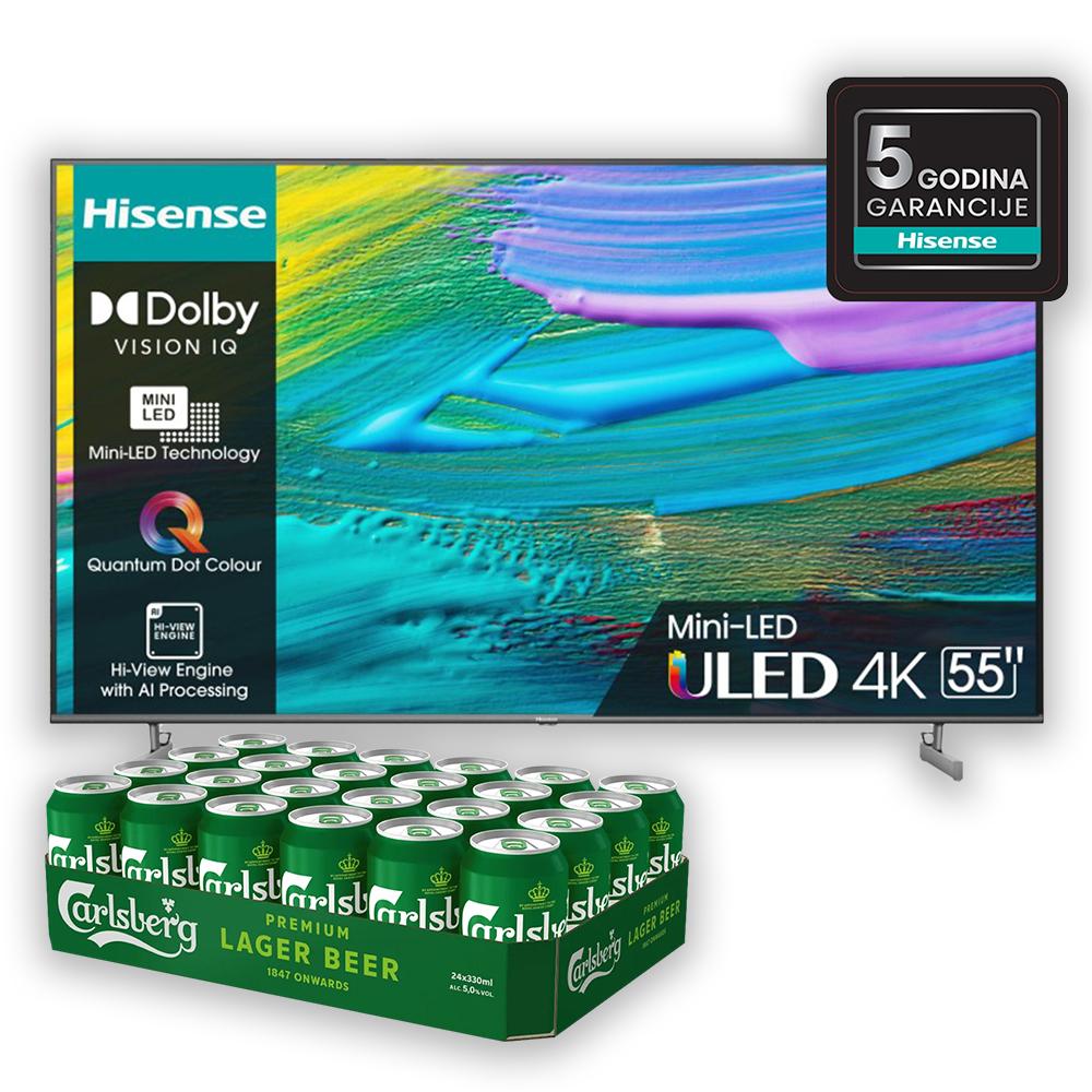 Selected image for HISENSE Televizor 55U6KQ, 55", Smart, ULED 4K UHD, Crno-sivi + Carlsberg Pivo, 24 limenke