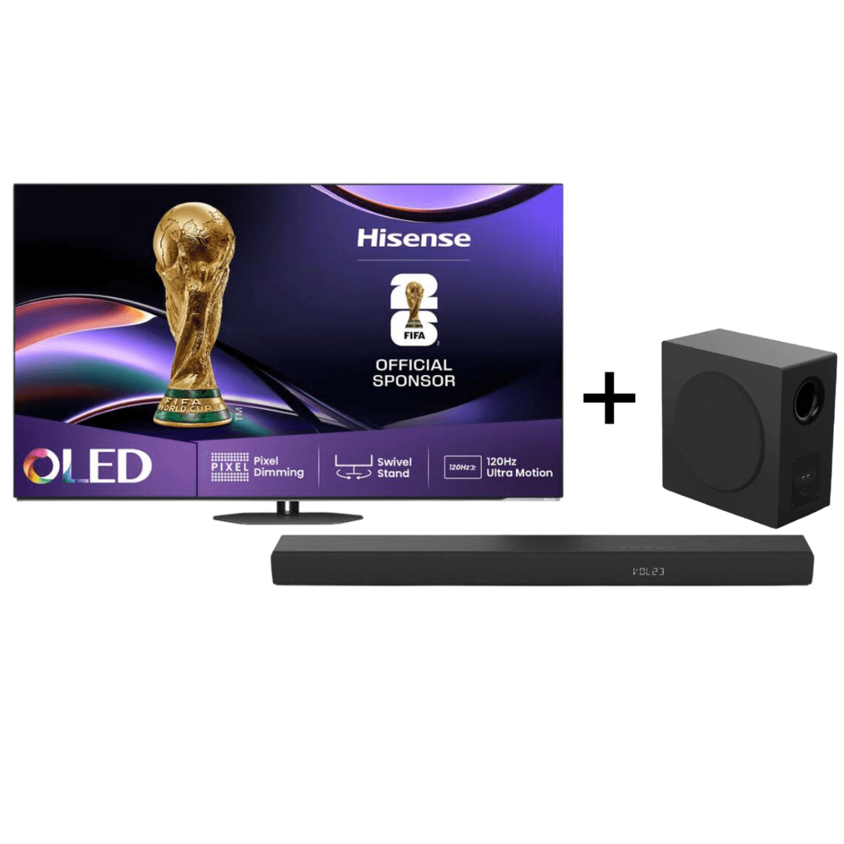 Hisense Televizor 55A85Q 55", OLED, 4K UHD, 120 Hz, Smart, VIDAA OS, Crni + Hisense Soundbar sa subwooferom HS3100