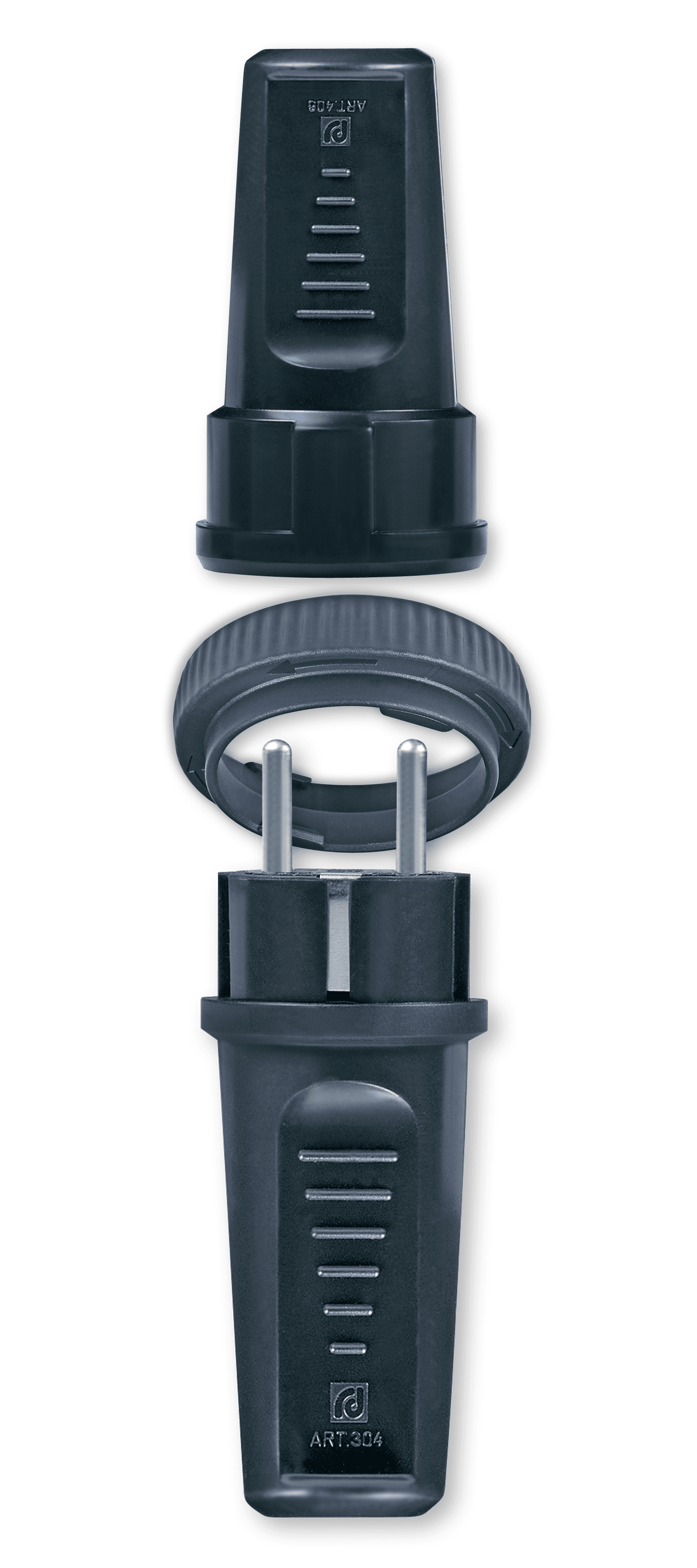 ALING-CONEL Set pribora za produžni kabal - utikač 304 crni / crni prsten