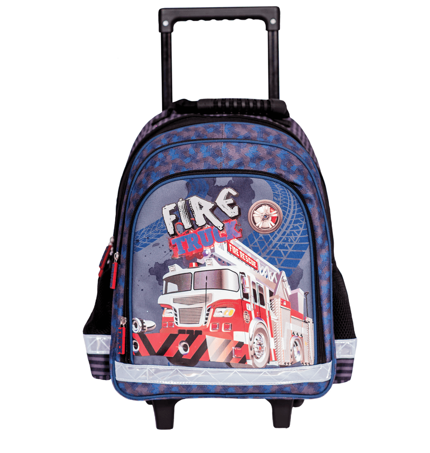 S-Cool Ranac za dečake sa ojačanim leđima Trolley Fire Truck SC1641, Crno-plavi