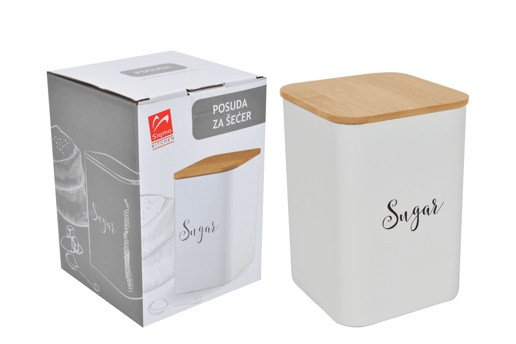 Sigma Posuda za šećer ZJ-M912-WH-S, Bambus pokl, bela