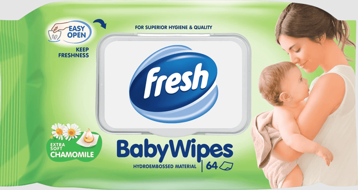 FRESH Vlažne maramice Baby chamomile, 64 komada, sa poklopcem