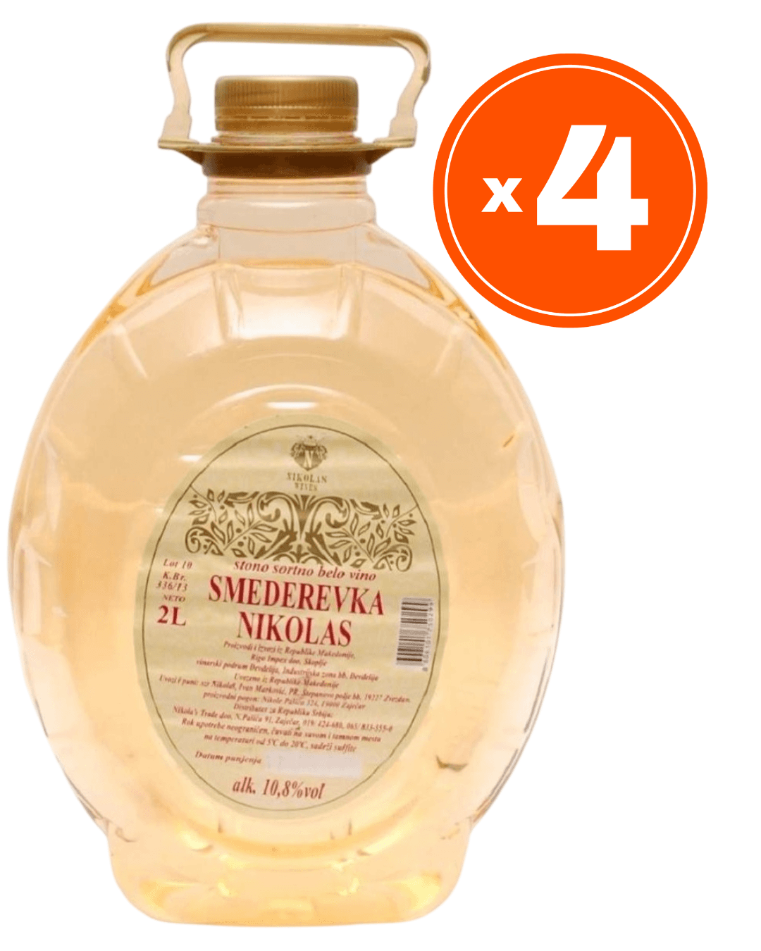 Nikolas Wines Smederevka Belo vino, 2l, 4 komada