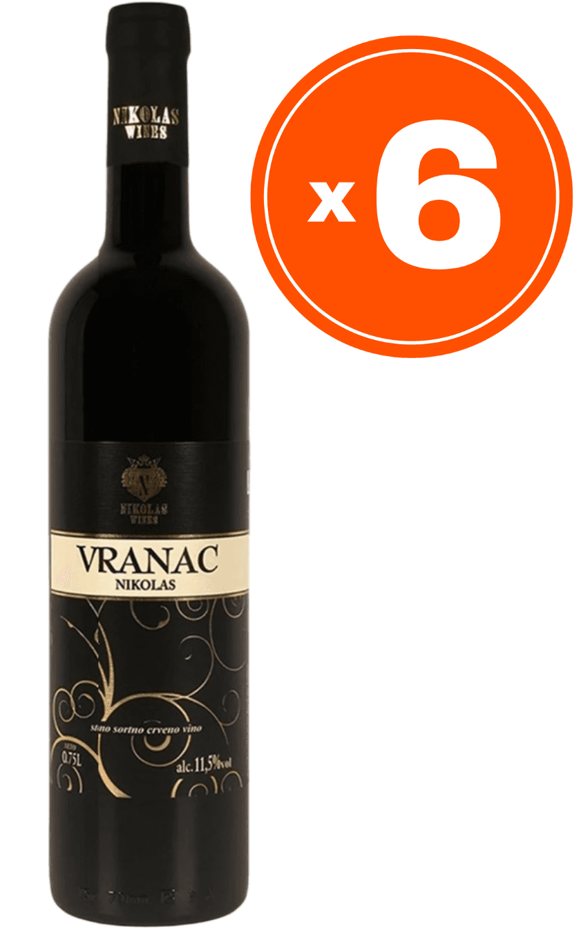 Nikolas Wines Vranac Crveno vino, 0.75l, 6 komada