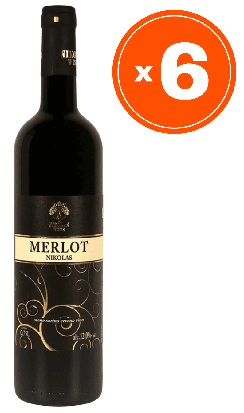 Nikolas Wines Merlot Crveno vino, 0.75l, 6 komada