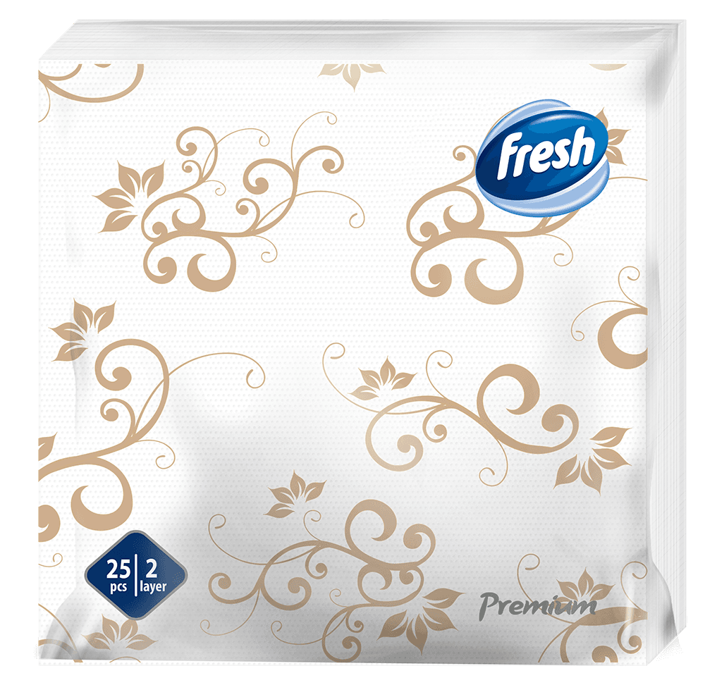 FRESH Papirne salvete DEKOR PREMIUM, Bele, 25 komada, 38x38cm