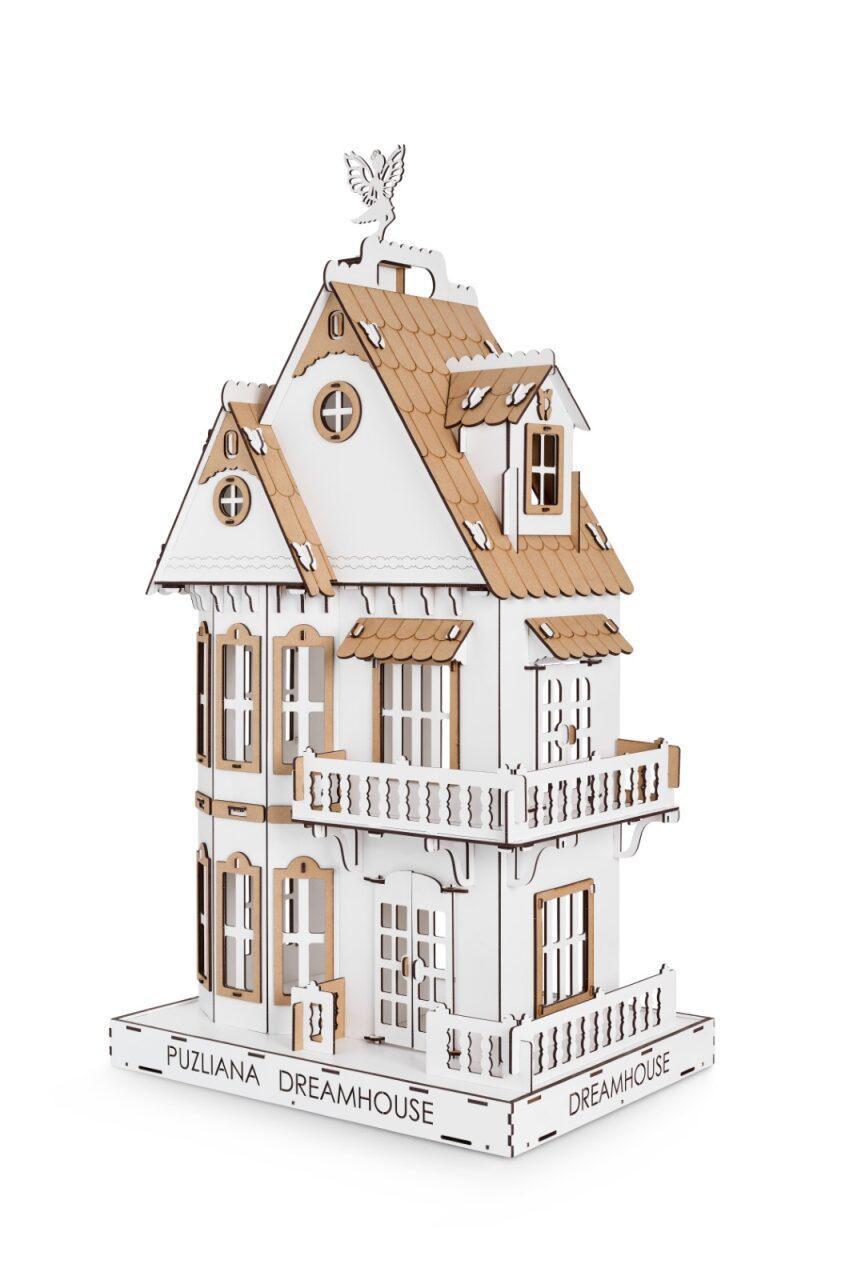 Puzliana Kućica za lutke Dreamhouse, Drvena, Bela