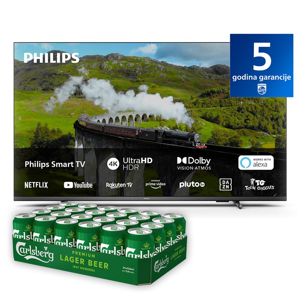 Philips Televizor 55PUS7608-12, 55", Smart, 4K, LED, Antracit + Carlsberg Pivo, 24 limenke