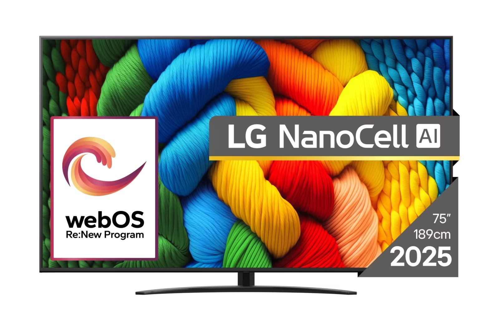 LG TV 75NANO81A3A 4K Ultra HD, NanoCell, Smart TV, WebOS, 75", Tamnosivi