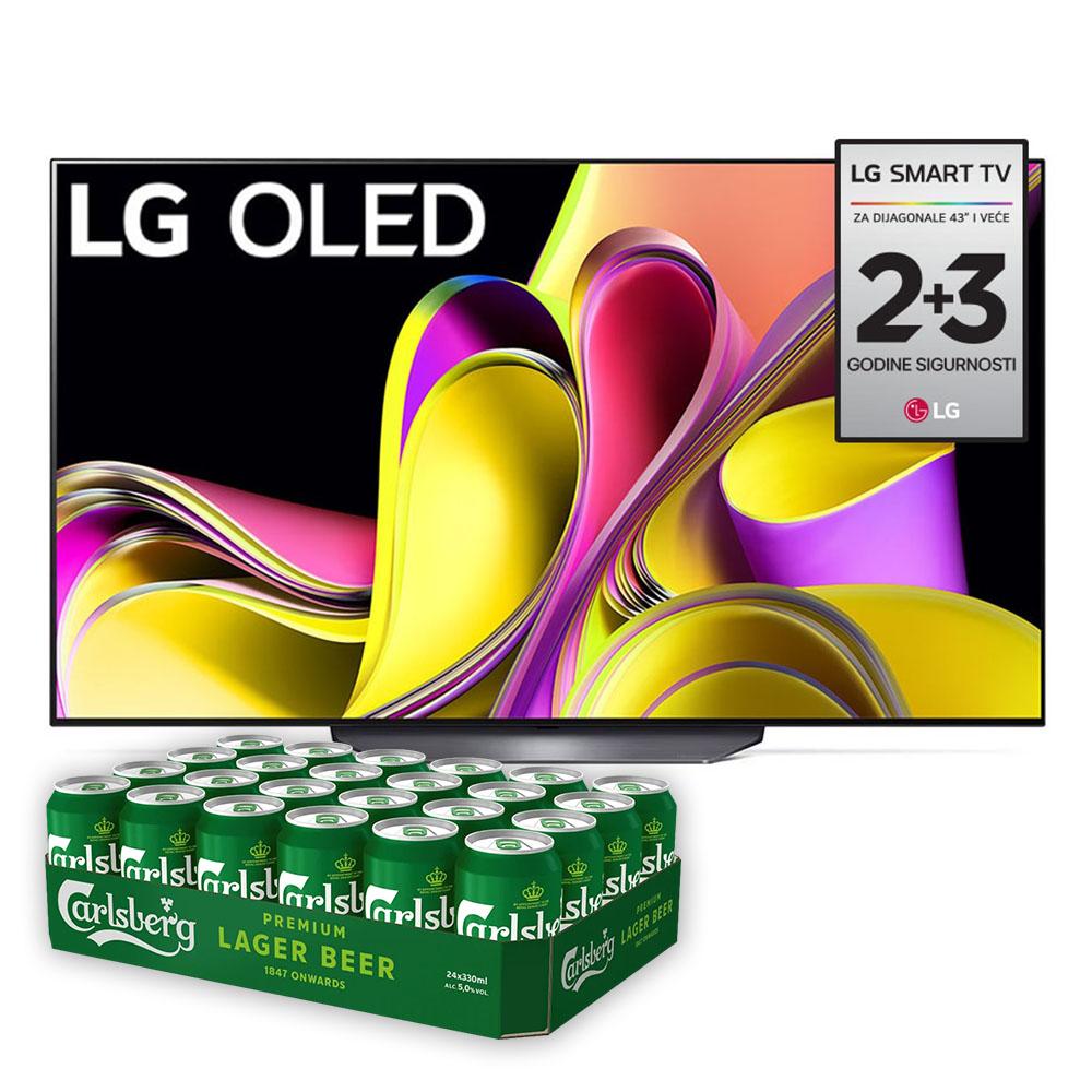 LG Televizor OLED55B33LA, 55", Smart, 4K, OLED, HDR, WebOS, Smart TV, Crni + Carlsberg Pivo, 24 limenke