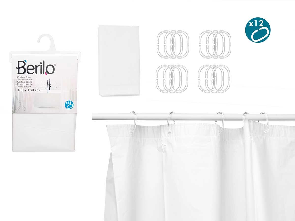 Arte Regal Zavesa za kadu sa alkicama, PVC, 180x180, Bela, 89375