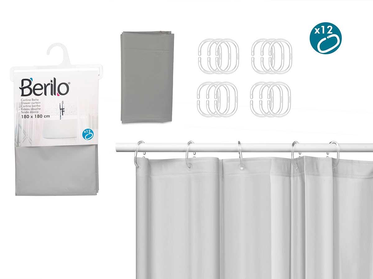 Arte Regal Zavesa za kadu sa alkicama, PVC, 180x180, Siva, 89376